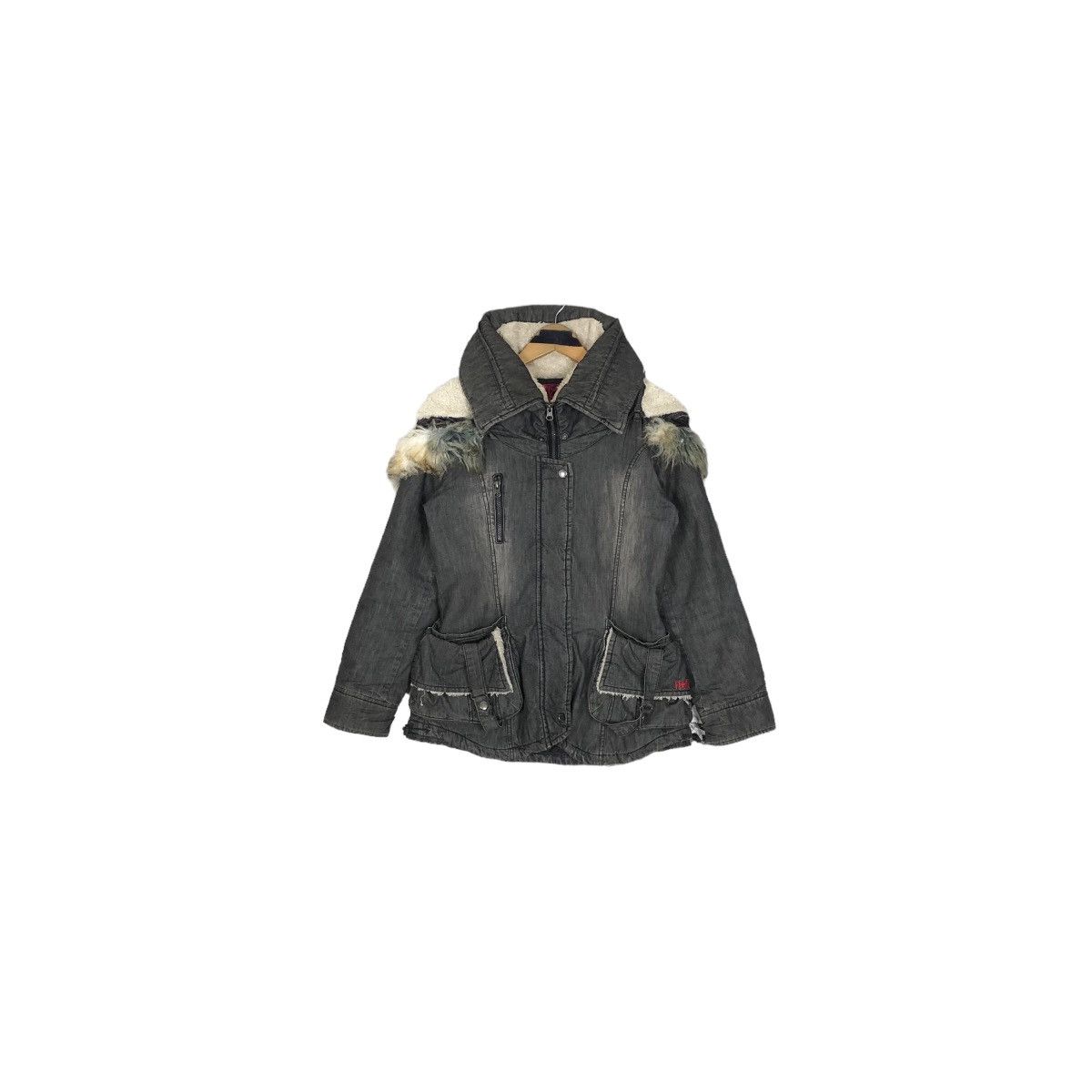 Fiorucci Fiorucci Faux Fur Hooded Quilted Lining Denim Jacket Size M / US 6-8 / IT 42-44 - 2 Thumbnail