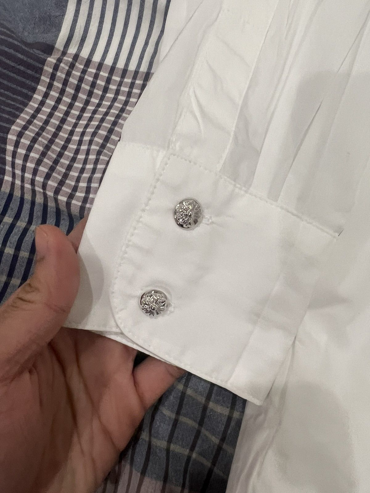 Chrome Hearts Mahal Kita white leather cross patch button up shirt Size US S / EU 44-46 / 1 - 7 Thumbnail