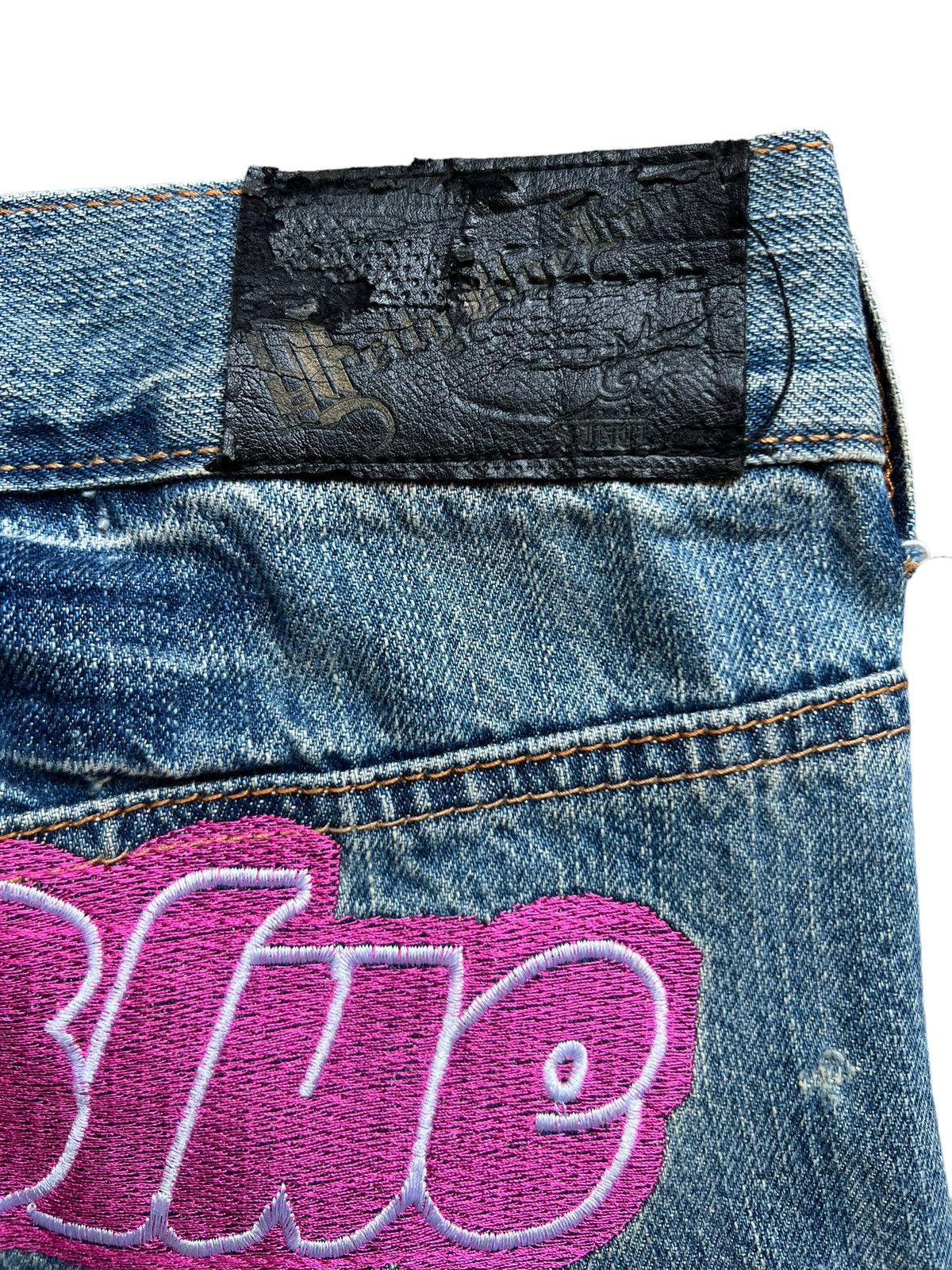 Japanese Brand Betty Blue Embroidered Spellout Patch Sexy Denim Jeans 29x32 Size 29" - 12 Thumbnail