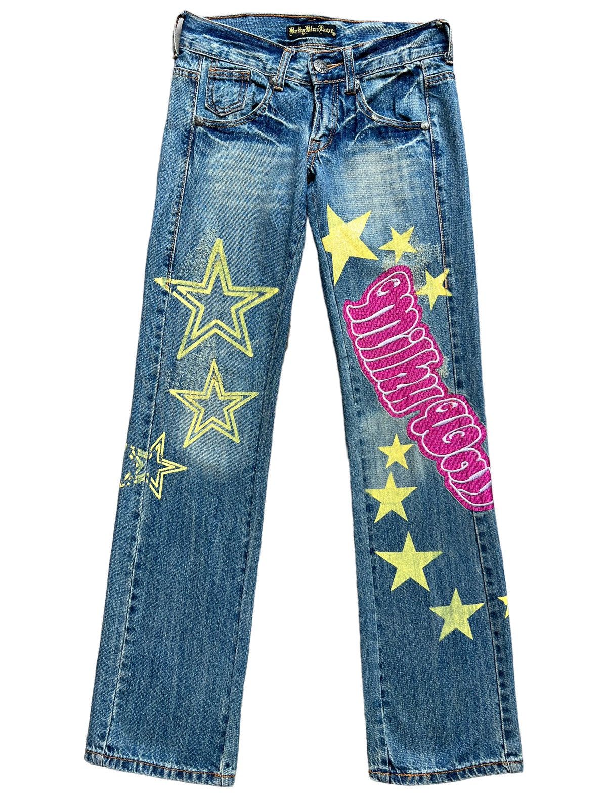 Japanese Brand Betty Blue Embroidered Spellout Patch Sexy Denim Jeans 29x32 Size 29" - 2 Thumbnail