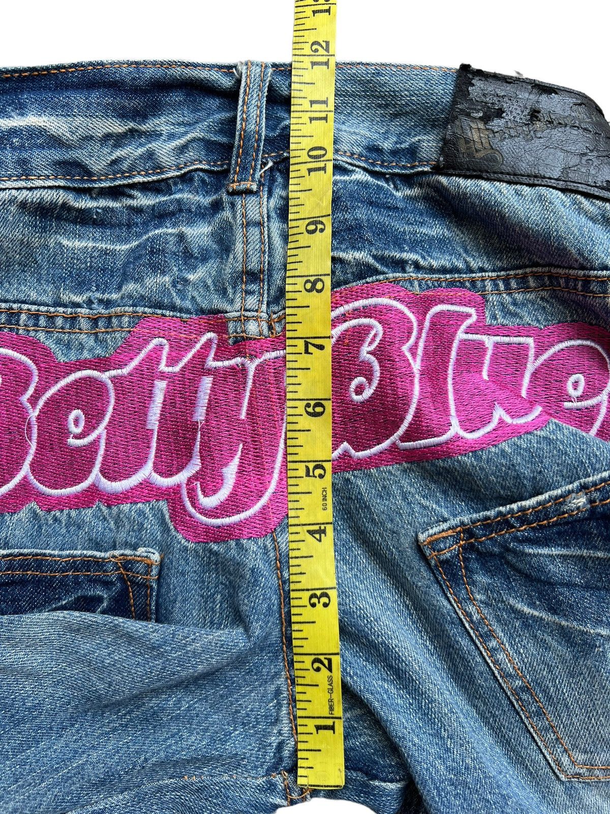 Japanese Brand Betty Blue Embroidered Spellout Patch Sexy Denim Jeans 29x32 Size 29" - 11 Thumbnail