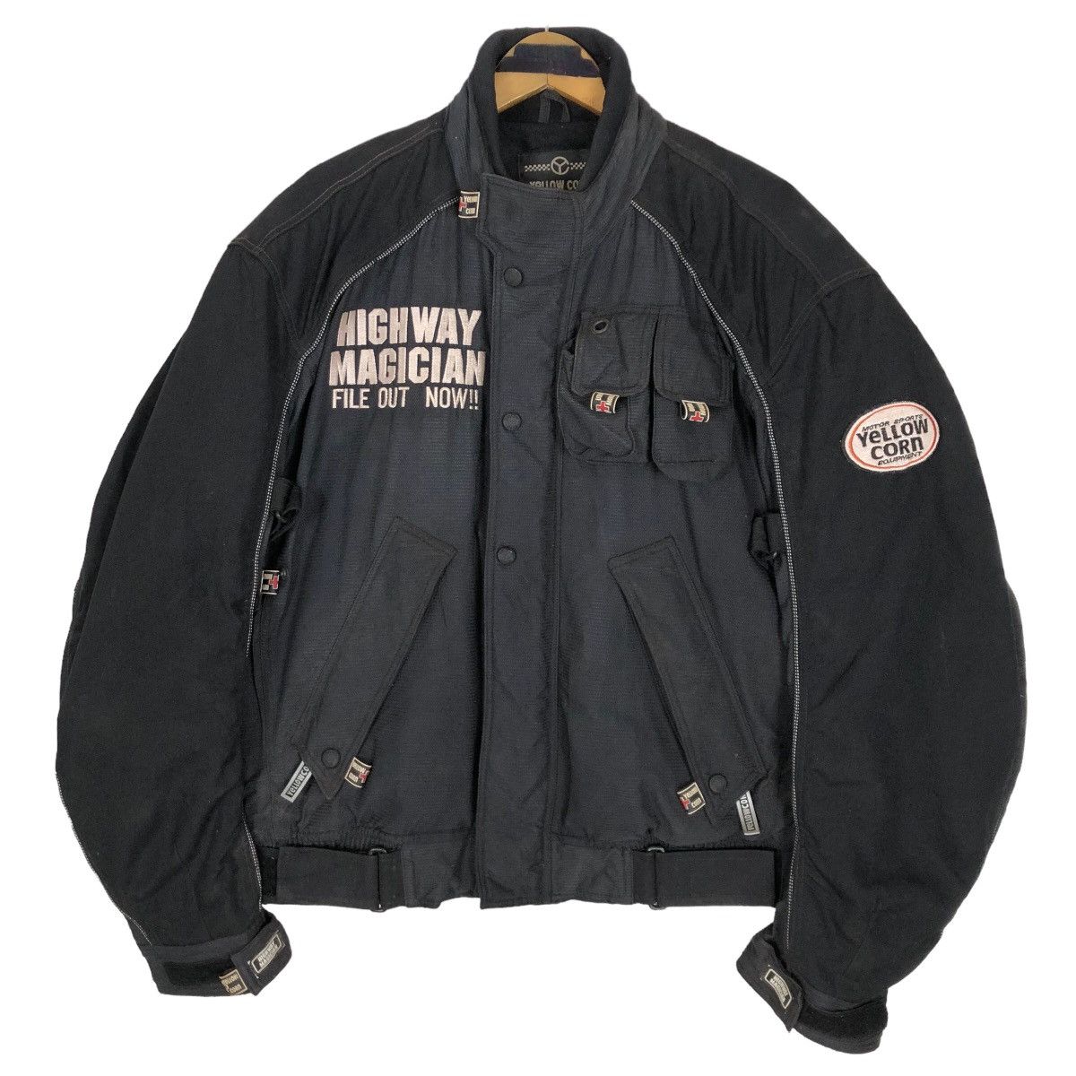 Vintage 90s Yellow Corn Motor Sports Bikers Track Jacket