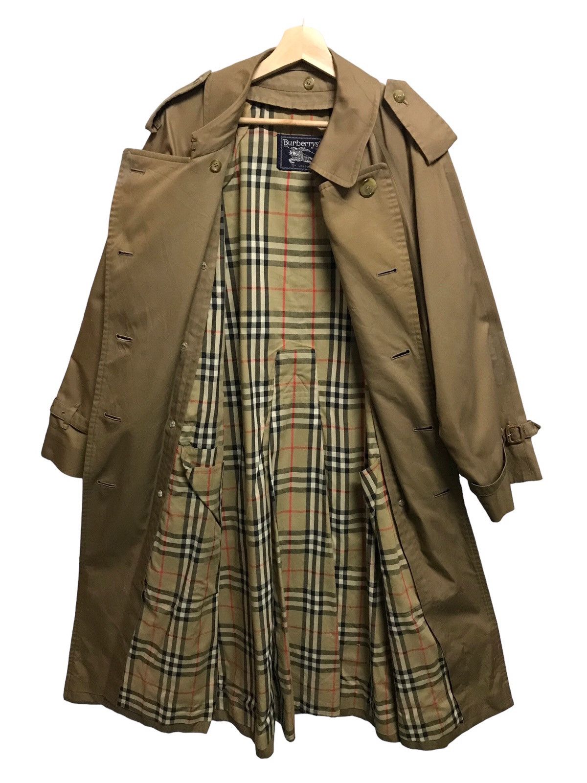 Image of Vintage Burberry Nova Check Vintage Trench Jacket in Brown, Men's (Size XL)