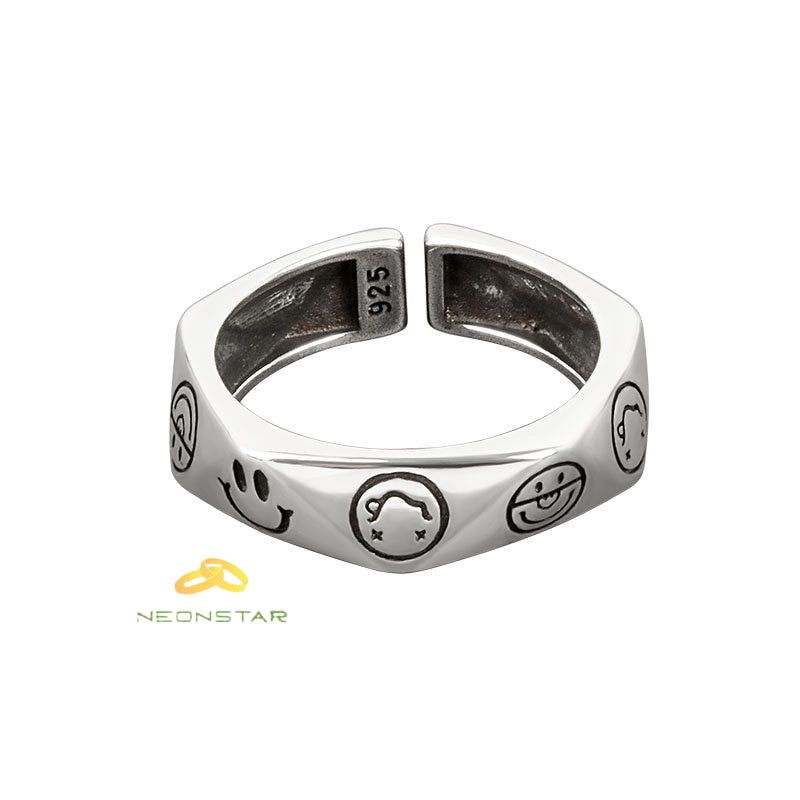 Jewelry Smiling Face Adjustable Ring Size ONE SIZE - 6 Thumbnail
