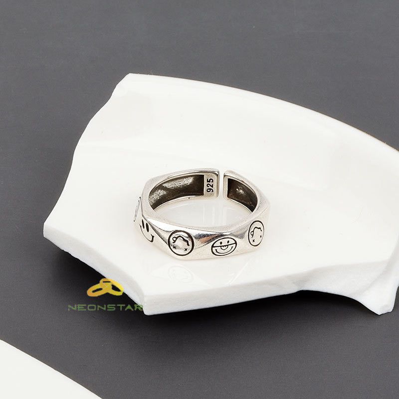 Jewelry Smiling Face Adjustable Ring Size ONE SIZE - 4 Thumbnail
