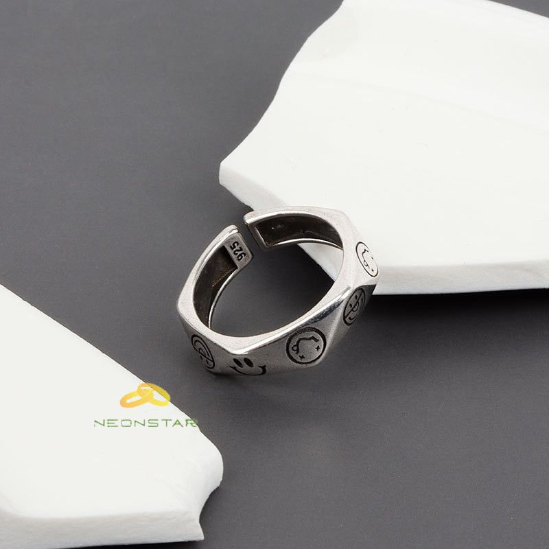 Jewelry Smiling Face Adjustable Ring Size ONE SIZE - 3 Thumbnail