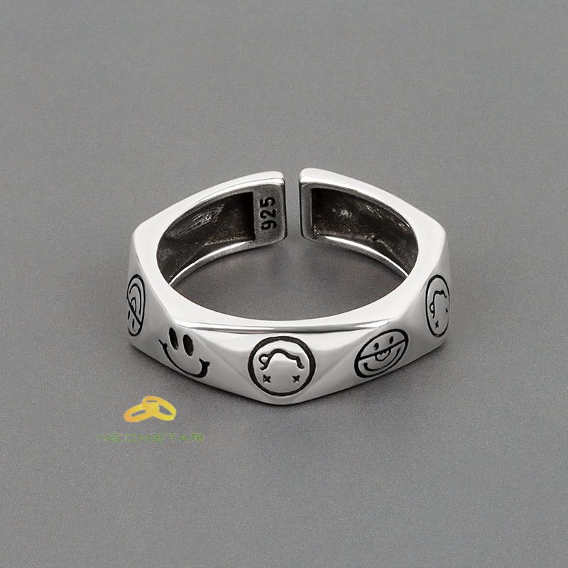 Jewelry Smiling Face Adjustable Ring Size ONE SIZE - 1 Thumbnail