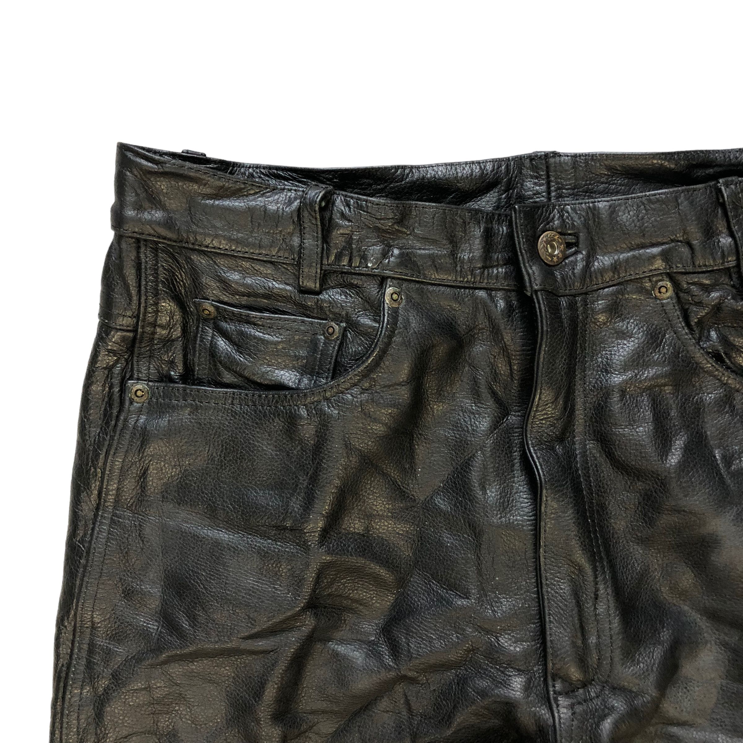 Japanese Brand VINTAGE LEATHER PANTS #7352-139 Size US 31 - 3 Thumbnail