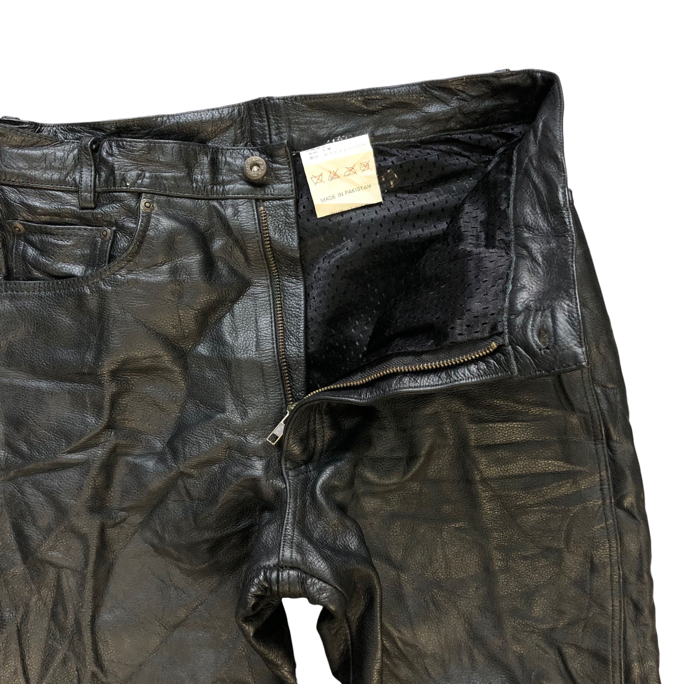 Japanese Brand VINTAGE LEATHER PANTS #7352-139 Size US 31 - 4 Thumbnail