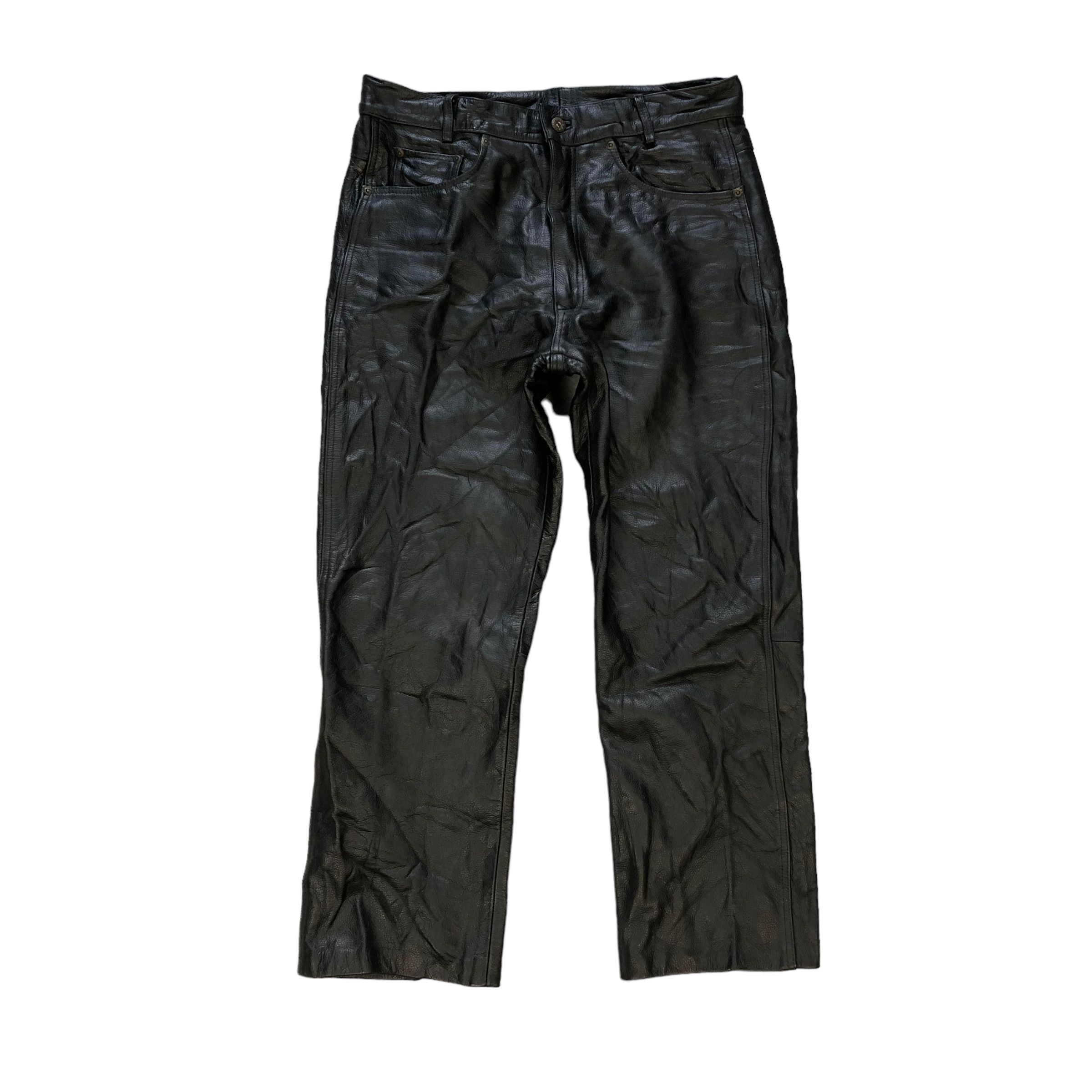 Japanese Brand VINTAGE LEATHER PANTS #7352-139 Size US 31 - 1 Thumbnail