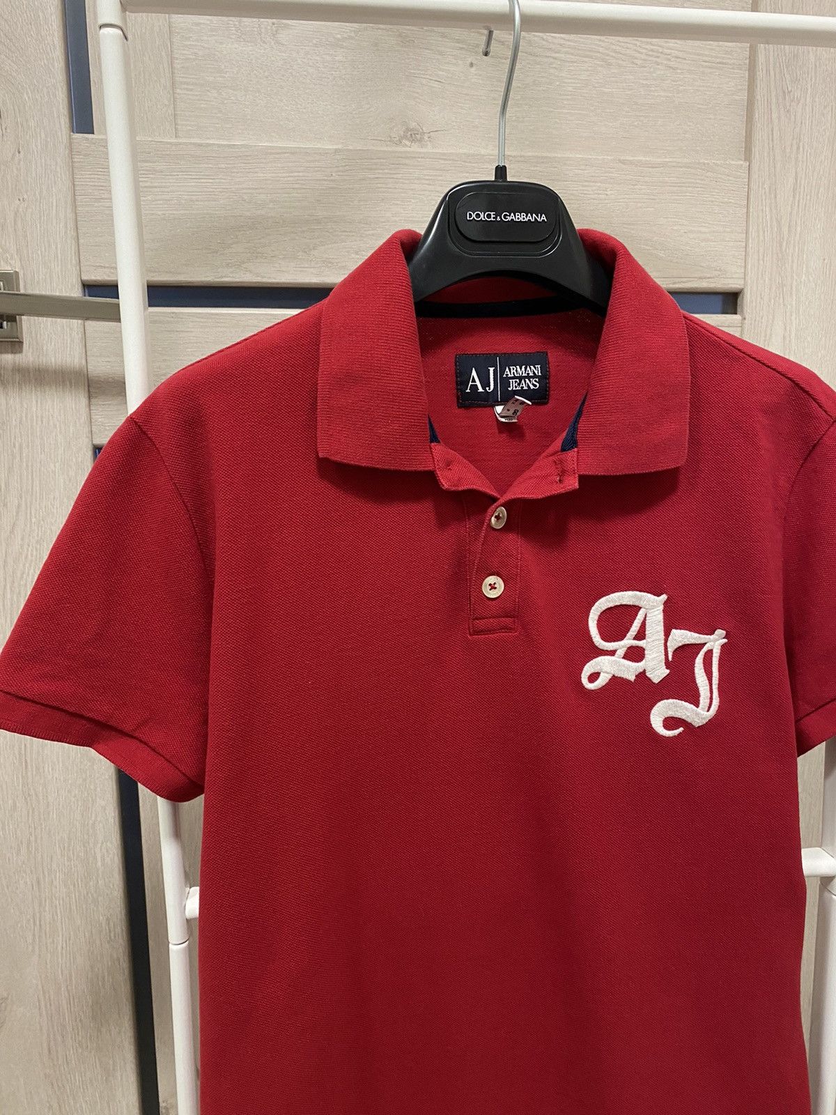 Armani × Vintage AJ Armani Jeans Vintage Cotton Red Logo Women’s Polo Size ONE SIZE - 2 Thumbnail