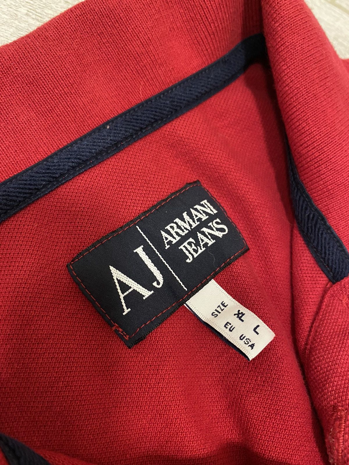 Armani × Vintage AJ Armani Jeans Vintage Cotton Red Logo Women’s Polo Size ONE SIZE - 9 Thumbnail