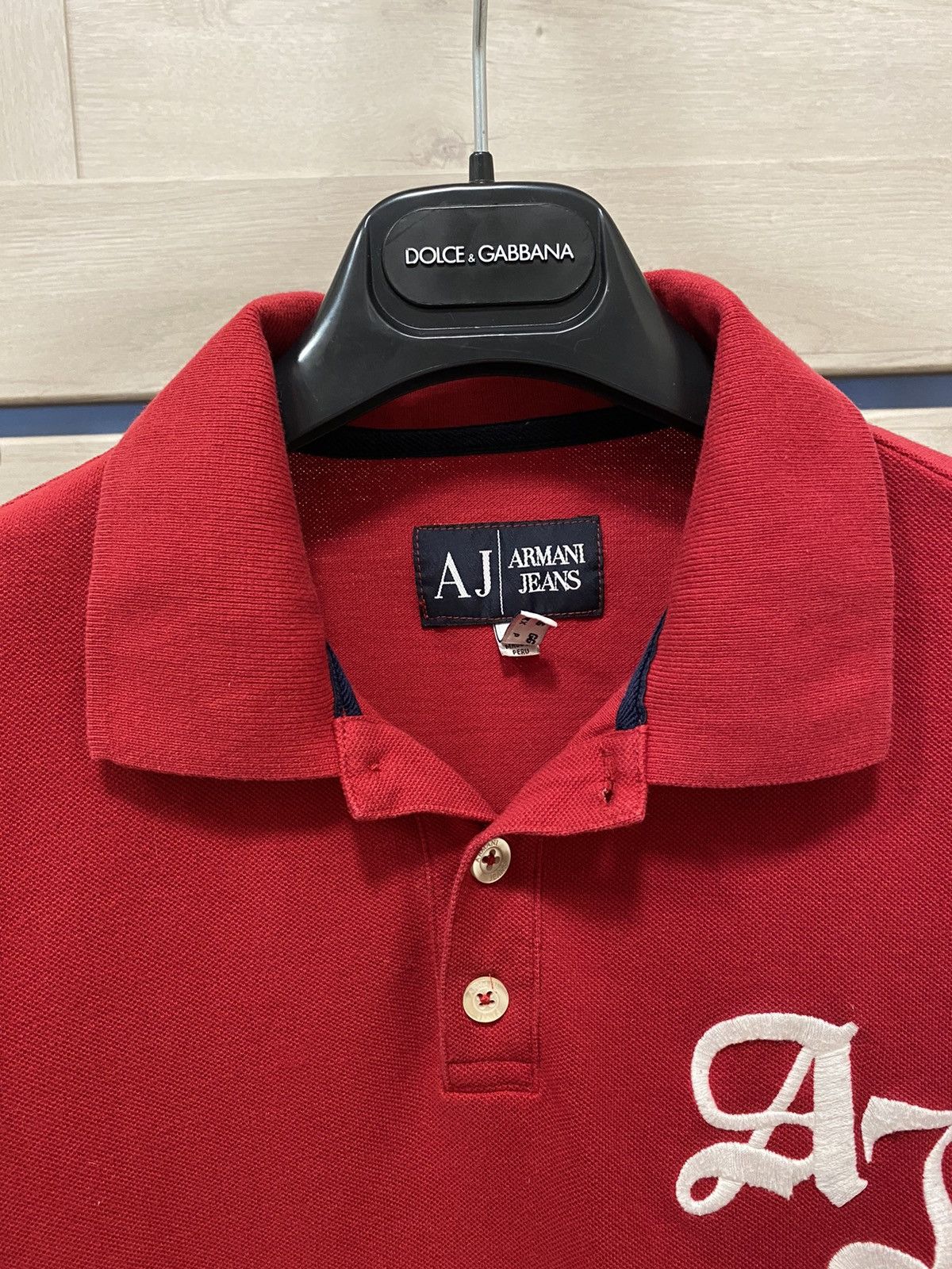 Armani × Vintage AJ Armani Jeans Vintage Cotton Red Logo Women’s Polo Size ONE SIZE - 4 Thumbnail