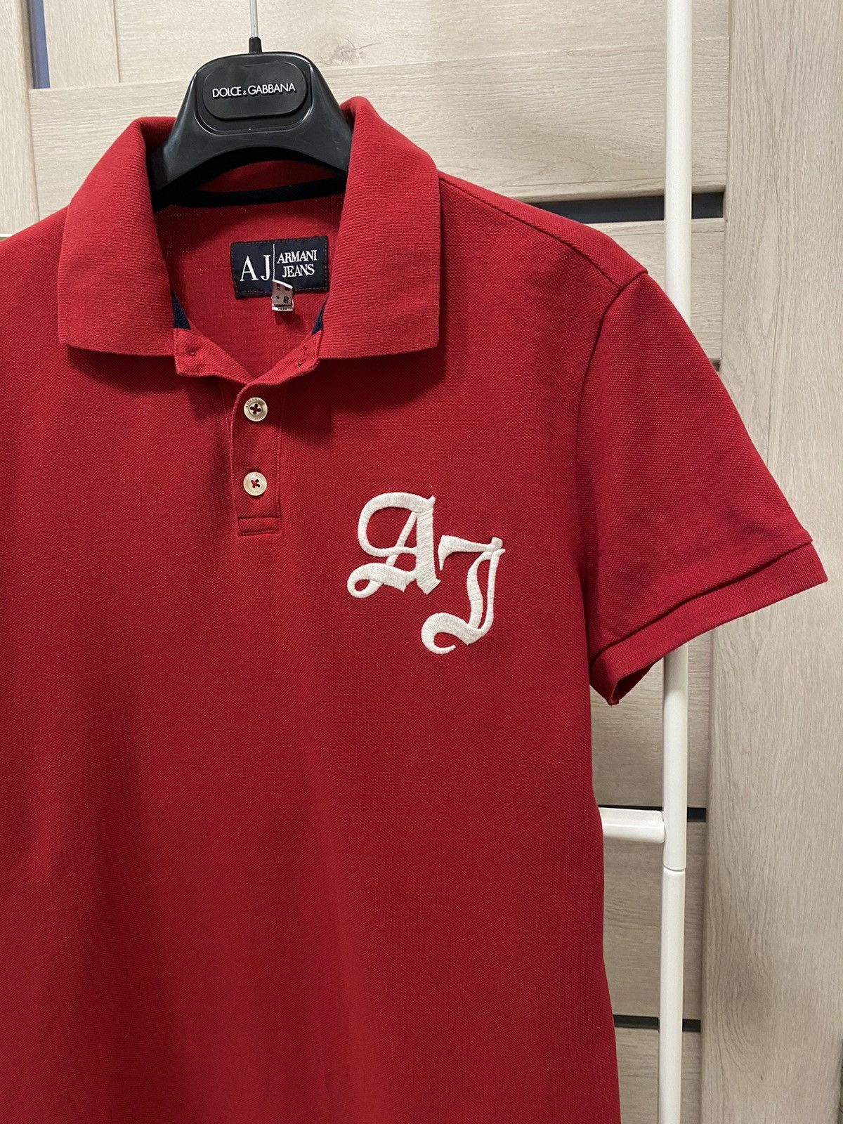 Armani × Vintage AJ Armani Jeans Vintage Cotton Red Logo Women’s Polo Size ONE SIZE - 3 Thumbnail