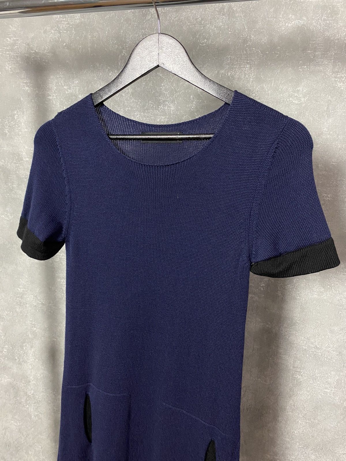 Other Twin Set Simona Barbieri Knit Wool Short Sleeve Navy Dress Size M / US 6-8 / IT 42-44 - 2 Thumbnail