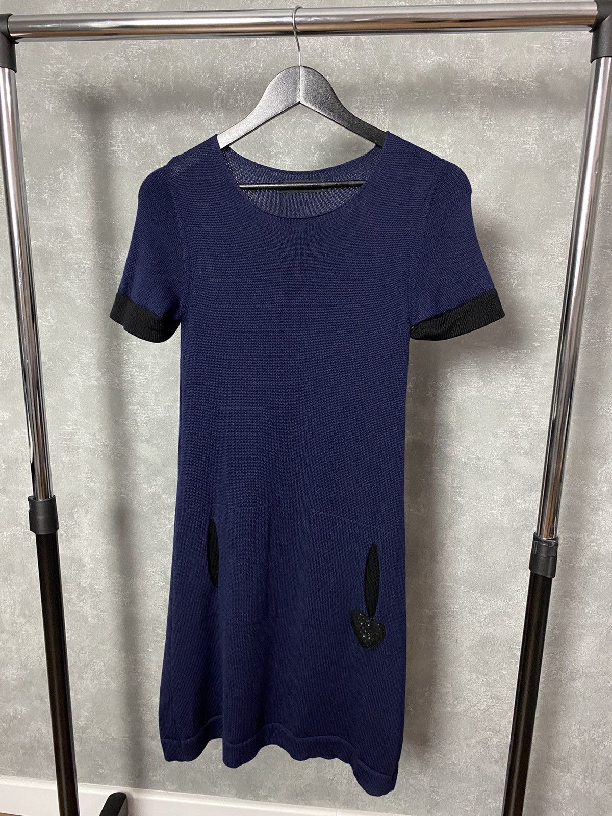 Other Twin Set Simona Barbieri Knit Wool Short Sleeve Navy Dress Size M / US 6-8 / IT 42-44 - 1 Thumbnail