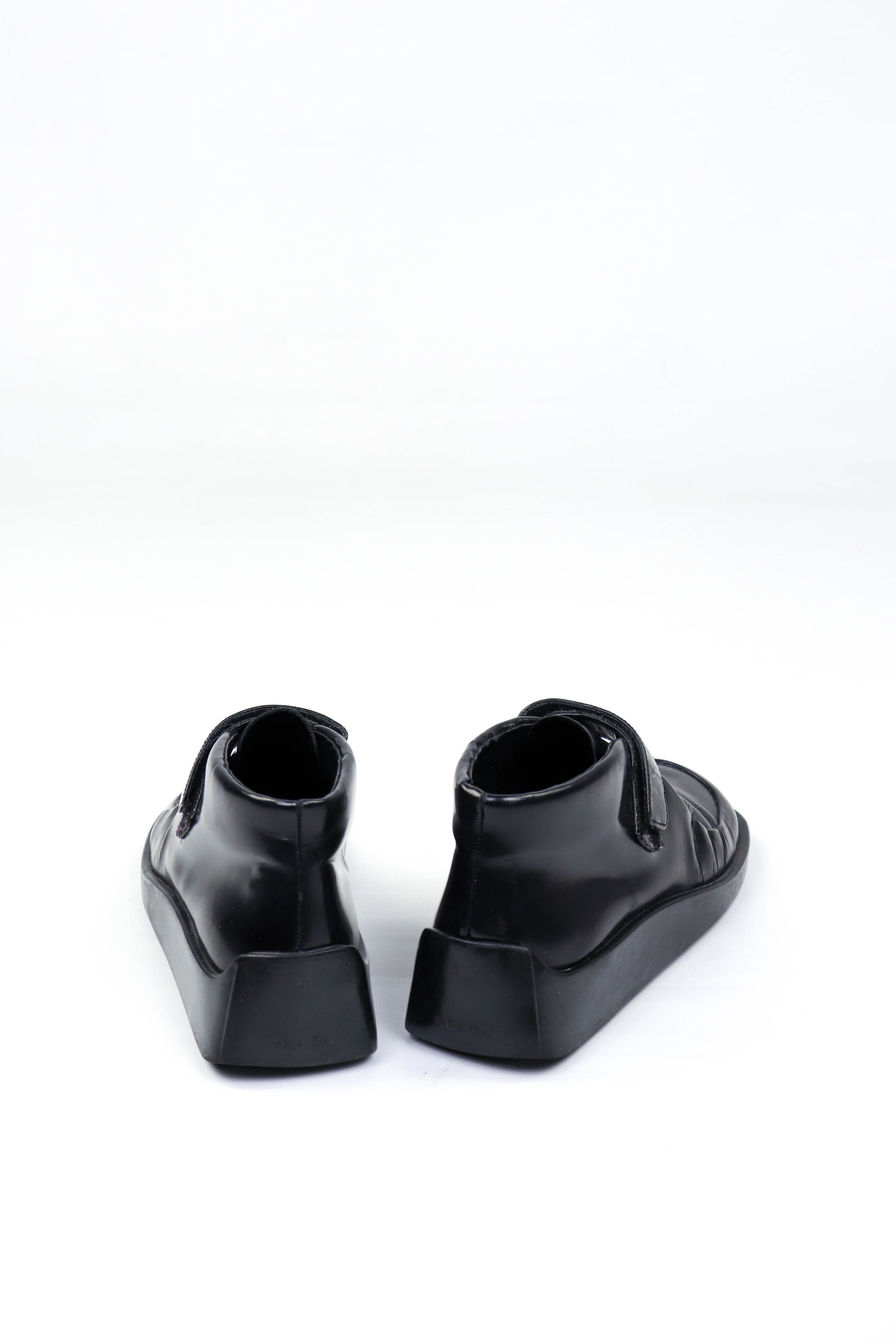 Prada Prada Vintage 90s (SAMPLE?) Black Leather Square Toe Boots Size US 5.5 / IT 35.5 - 3 Thumbnail