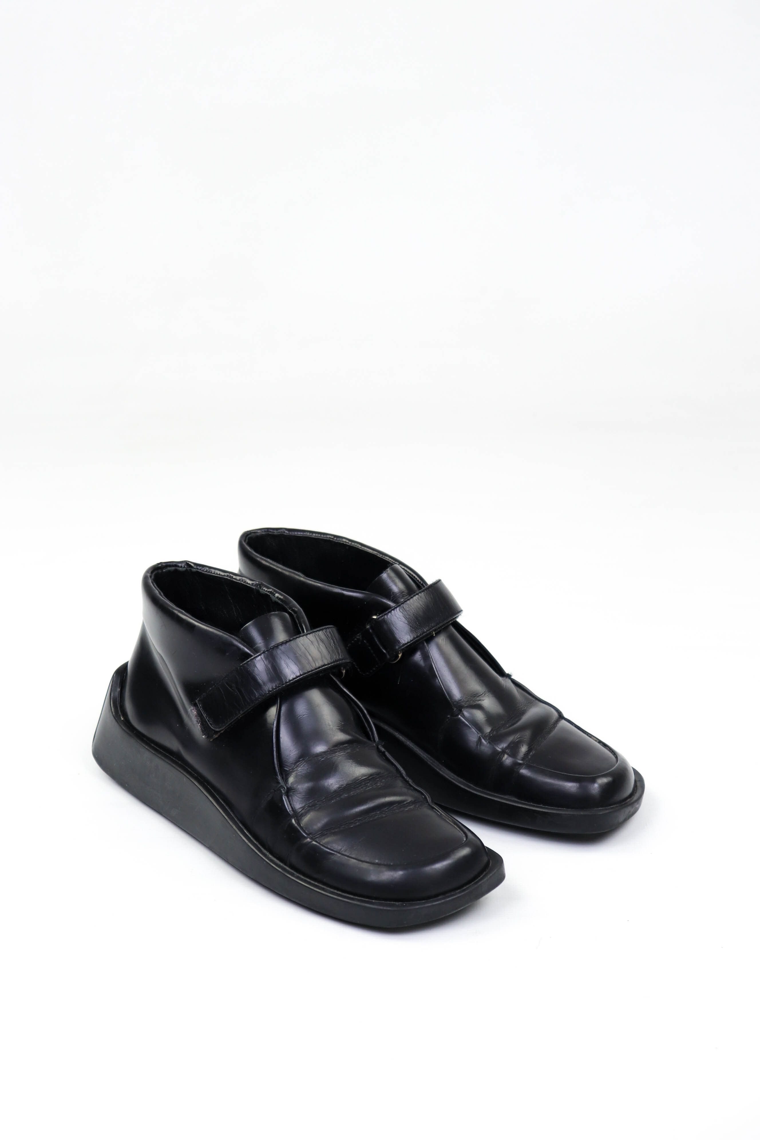 Prada Prada Vintage 90s (SAMPLE?) Black Leather Square Toe Boots Size US 5.5 / IT 35.5 - 2 Thumbnail