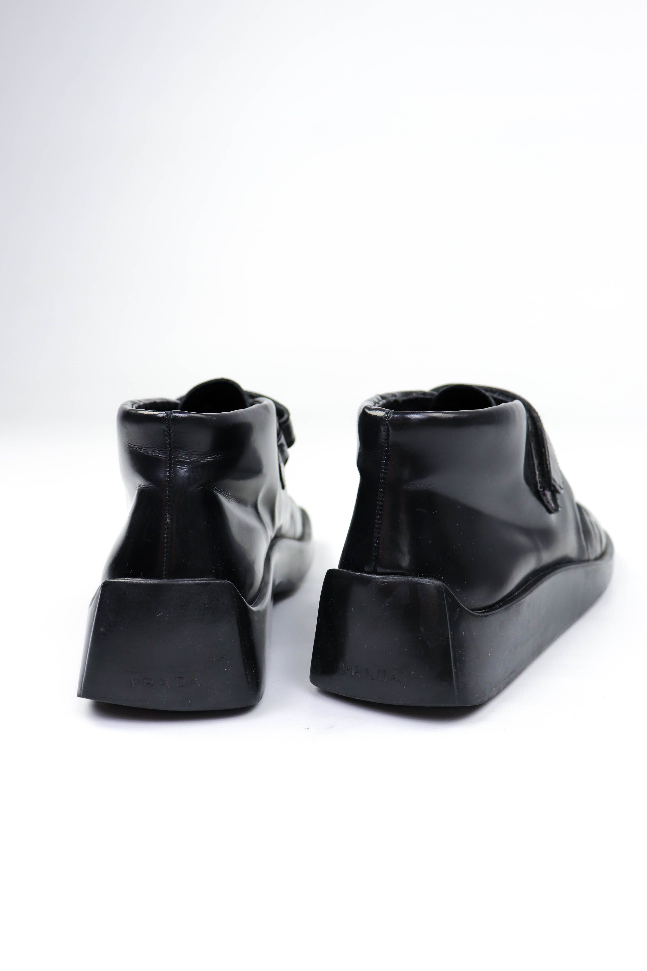 Prada Prada Vintage 90s (SAMPLE?) Black Leather Square Toe Boots Size US 5.5 / IT 35.5 - 5 Thumbnail