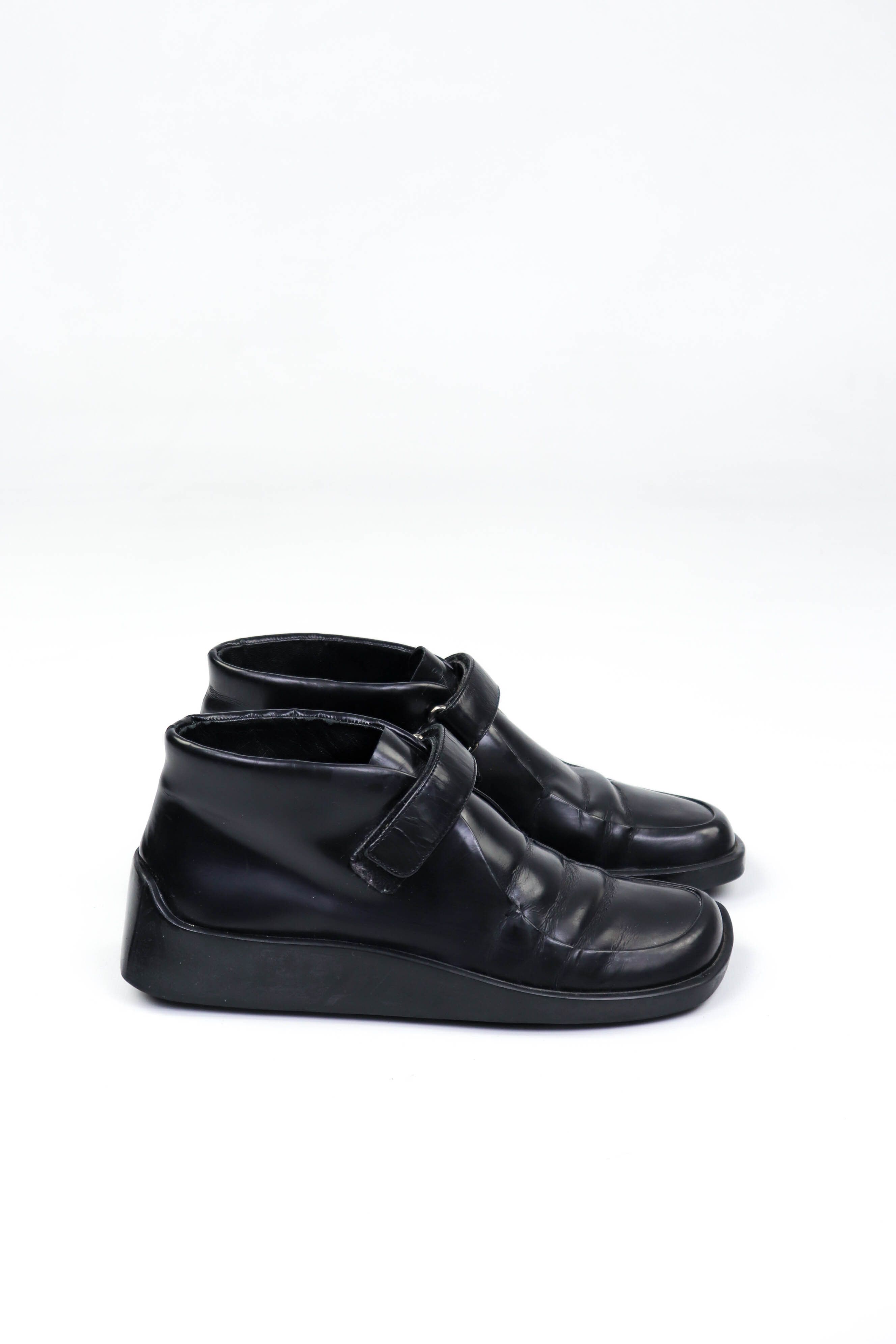 Prada Prada Vintage 90s (SAMPLE?) Black Leather Square Toe Boots Size US 5.5 / IT 35.5 - 4 Thumbnail