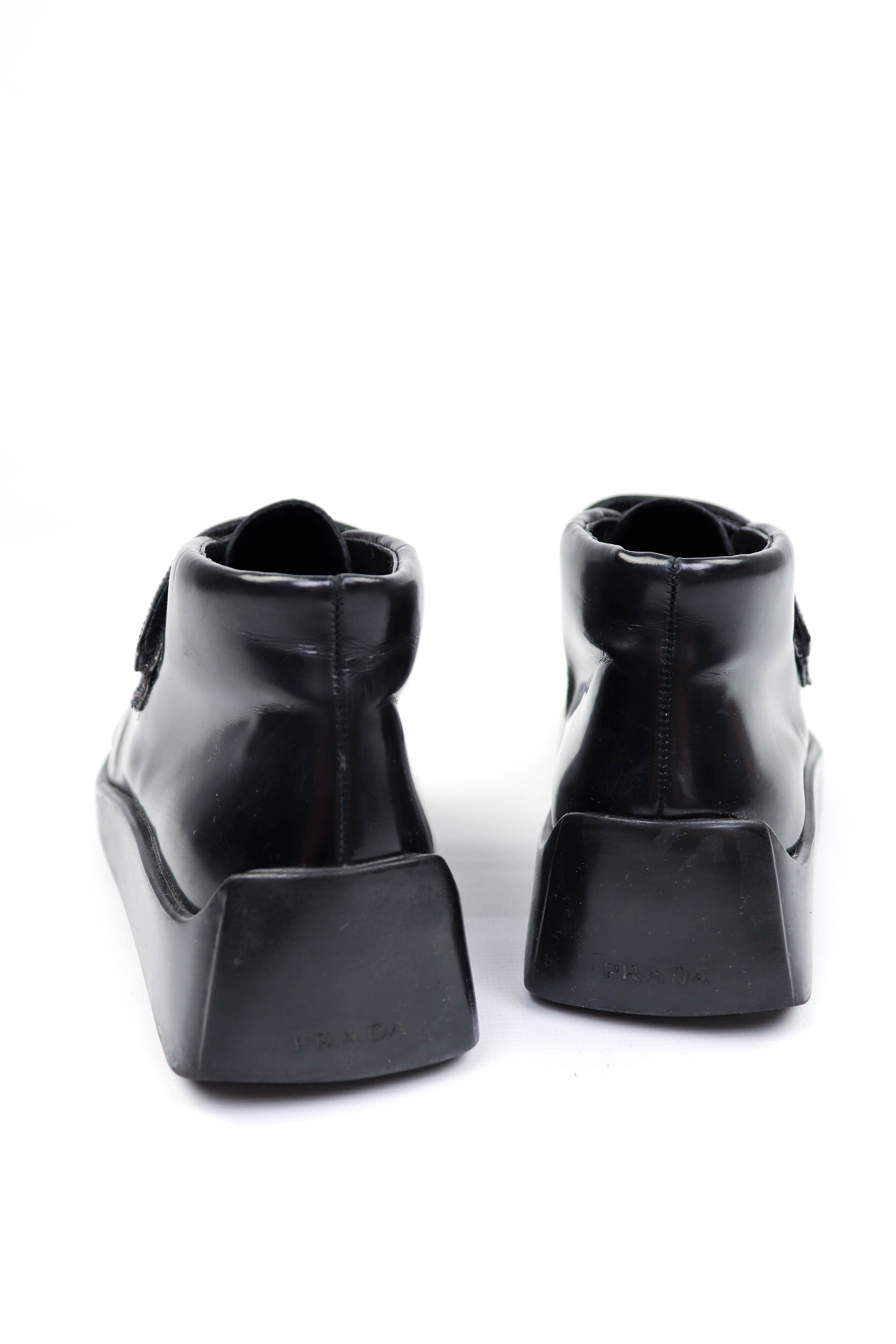 Prada Prada Vintage 90s (SAMPLE?) Black Leather Square Toe Boots Size US 5.5 / IT 35.5 - 6 Thumbnail
