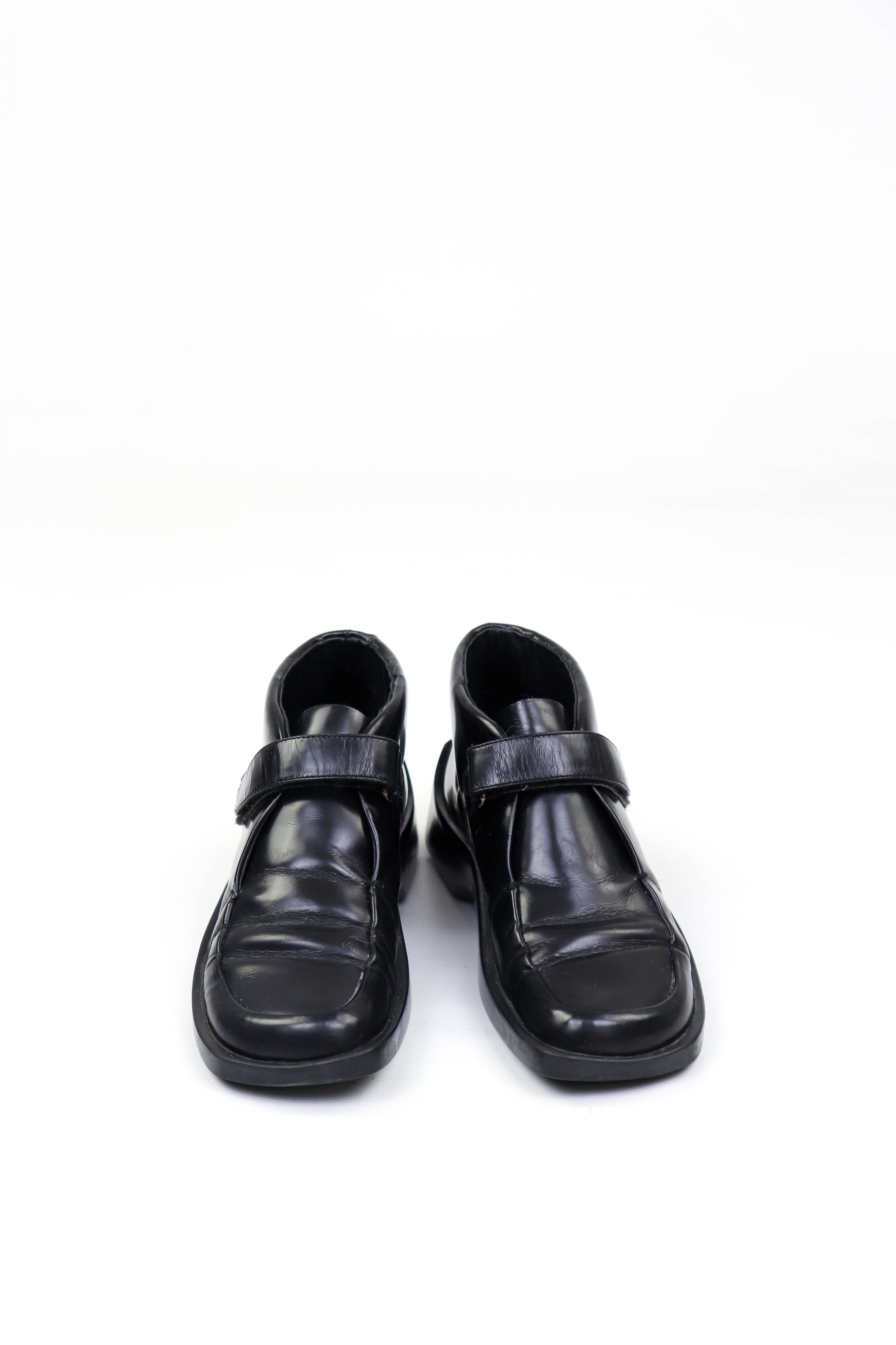 Prada Prada Vintage 90s (SAMPLE?) Black Leather Square Toe Boots Size US 5.5 / IT 35.5 - 1 Thumbnail