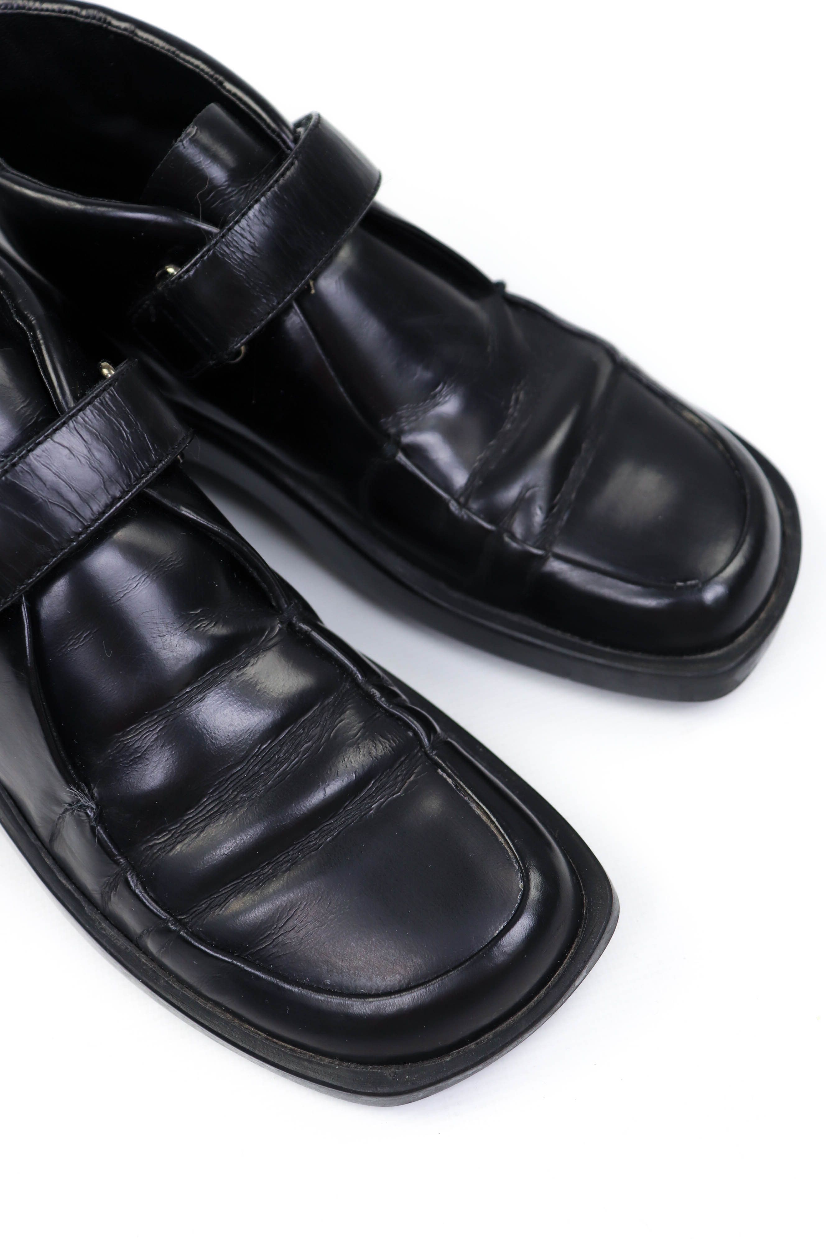 Prada Prada Vintage 90s (SAMPLE?) Black Leather Square Toe Boots Size US 5.5 / IT 35.5 - 7 Thumbnail