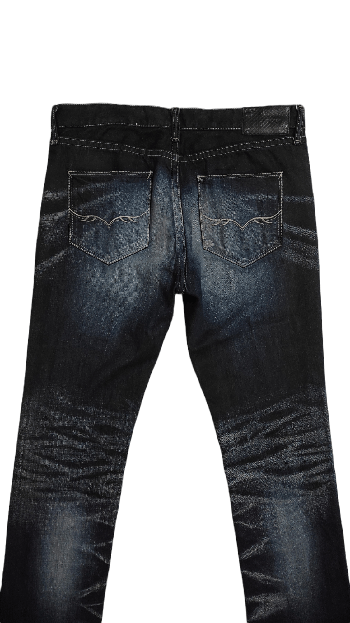 FW2000 FUGA snake skin leather patches Black coating Jeans