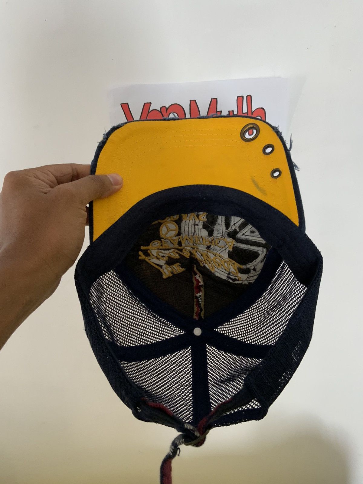 If Six Was Nine Big Logo Peace Distressed Kmrii Stud Trucker Hat Size ONE SIZE - 8 Thumbnail