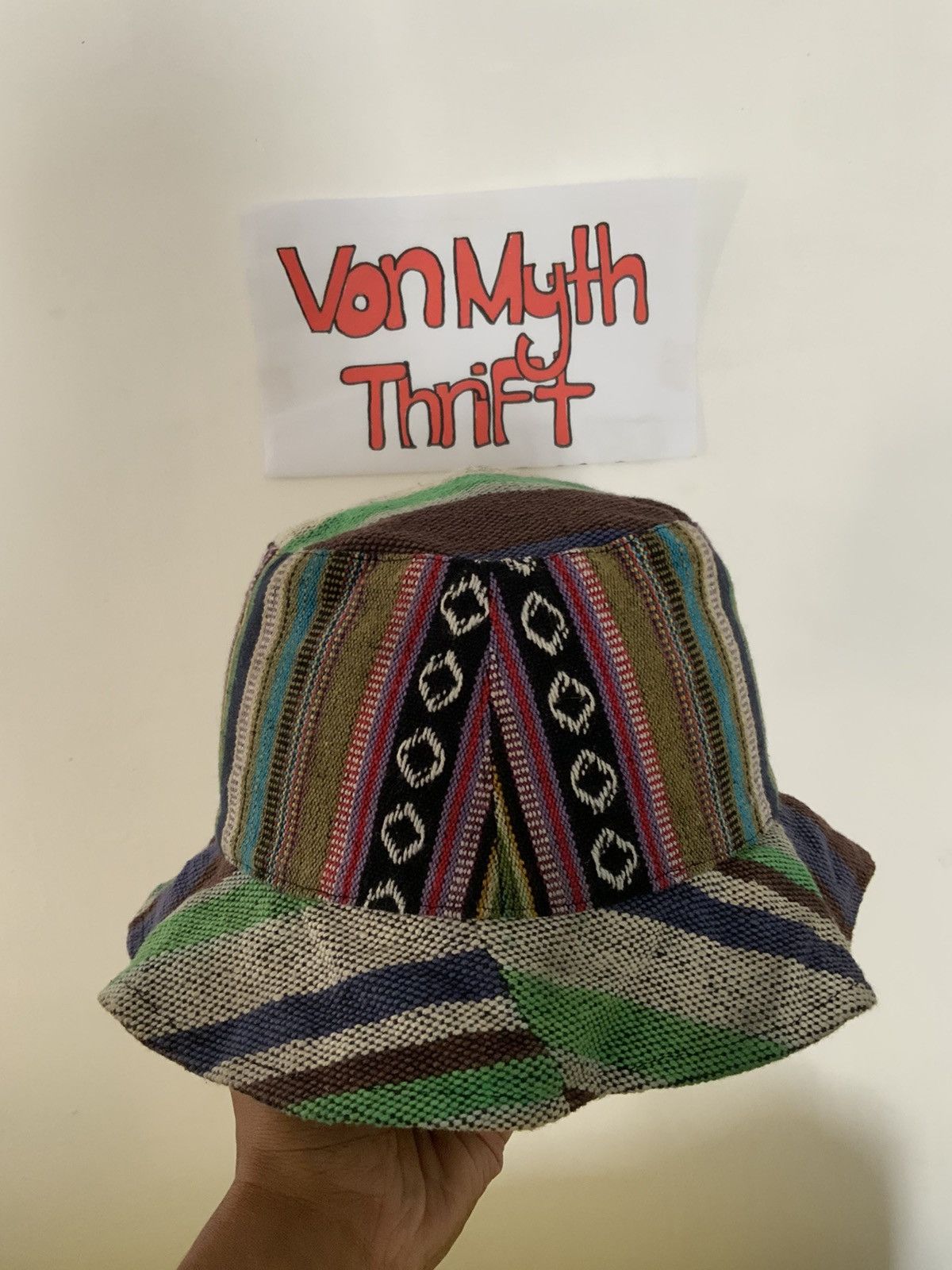 Retrofit Vintage Navajo Patchwork Bucket Hat Size ONE SIZE - 4 Thumbnail