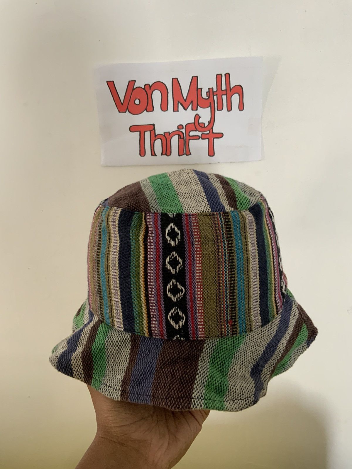 Retrofit Vintage Navajo Patchwork Bucket Hat Size ONE SIZE - 5 Thumbnail