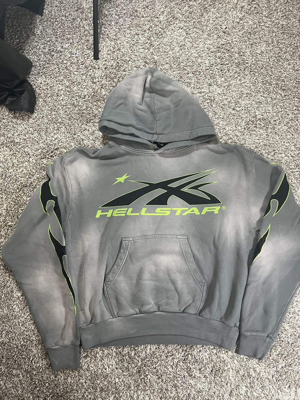 Hypebeast Hellstar Sport Hoodie Grey/ Green Vintage wash | Grailed