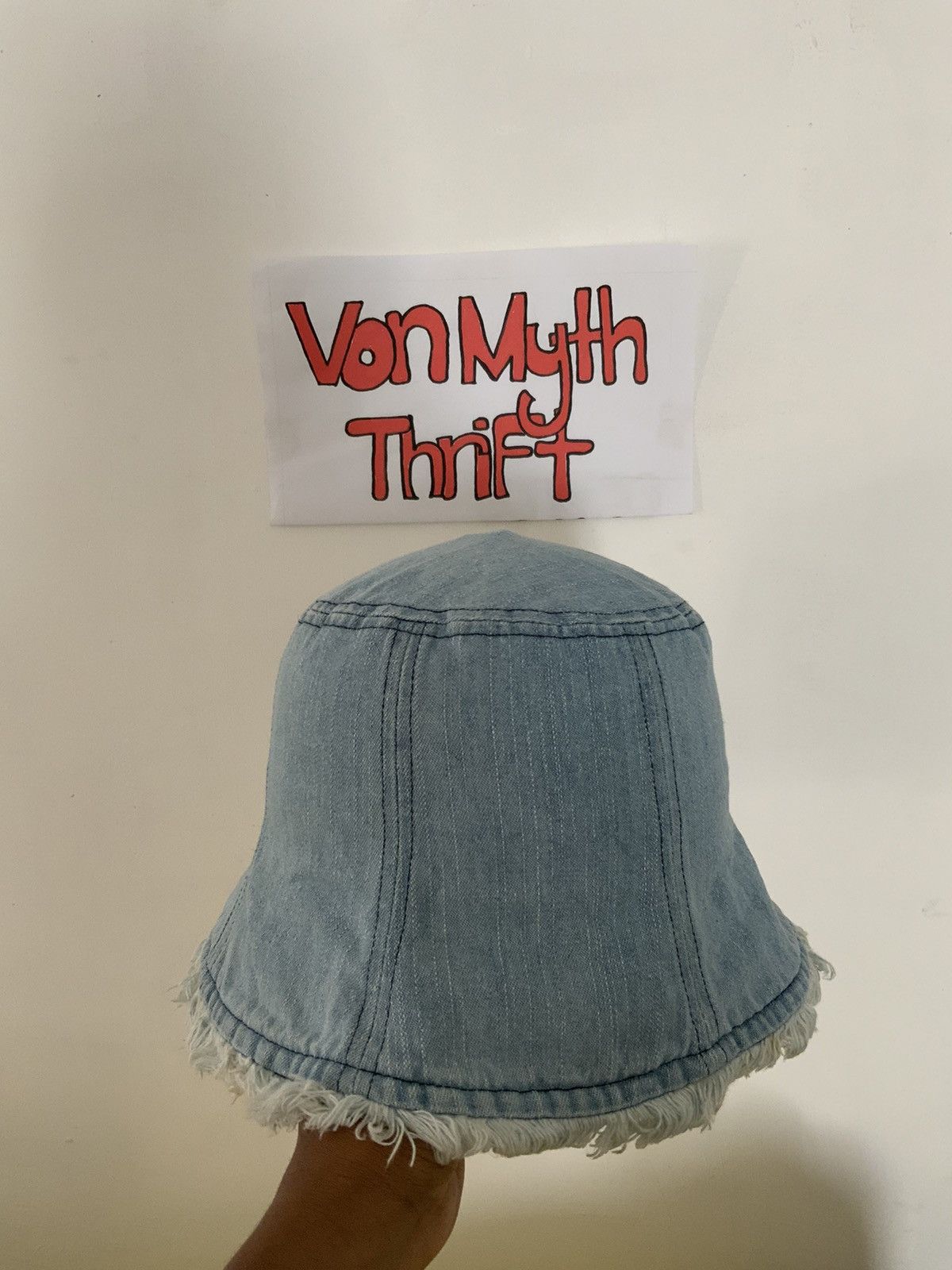 Japanese Brand Distressed Denim Fur Faded Bucket Hat Cap Size ONE SIZE - 1 Thumbnail