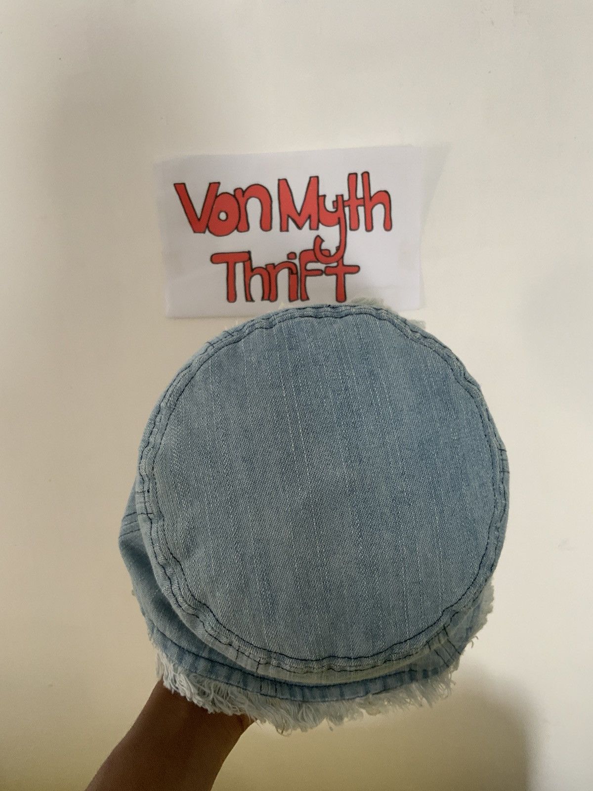 Japanese Brand Distressed Denim Fur Faded Bucket Hat Cap Size ONE SIZE - 5 Thumbnail