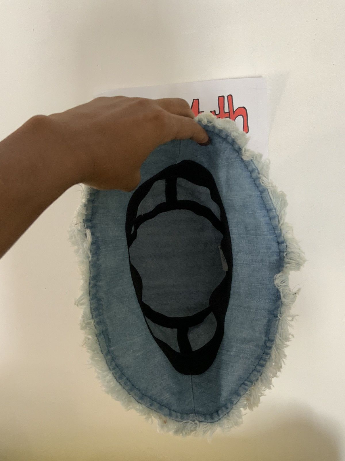 Japanese Brand Distressed Denim Fur Faded Bucket Hat Cap Size ONE SIZE - 6 Thumbnail