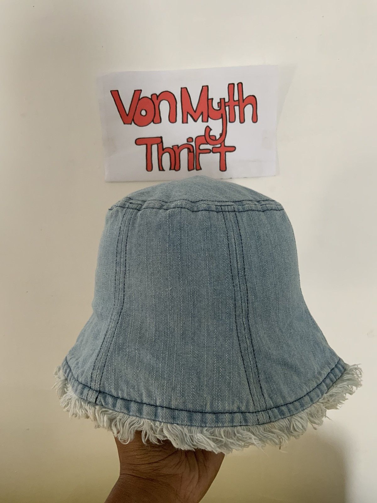 Japanese Brand Distressed Denim Fur Faded Bucket Hat Cap Size ONE SIZE - 4 Thumbnail