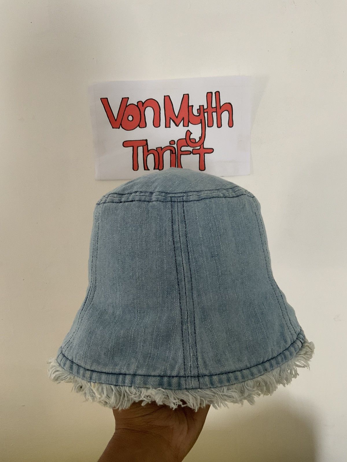Japanese Brand Distressed Denim Fur Faded Bucket Hat Cap Size ONE SIZE - 3 Thumbnail