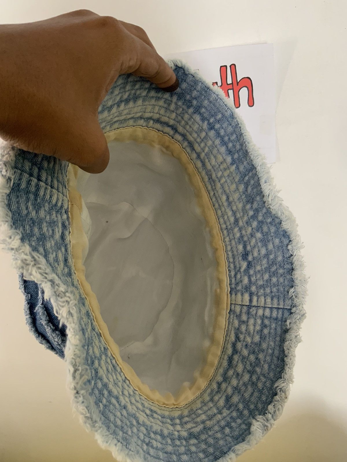 If Six Was Nine Distressed Frayed Denim Style Hat Size ONE SIZE - 9 Thumbnail