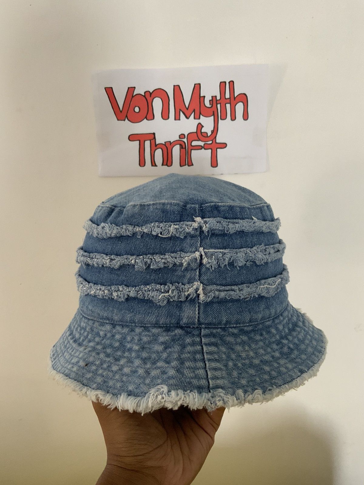 If Six Was Nine Distressed Frayed Denim Style Hat Size ONE SIZE - 2 Thumbnail