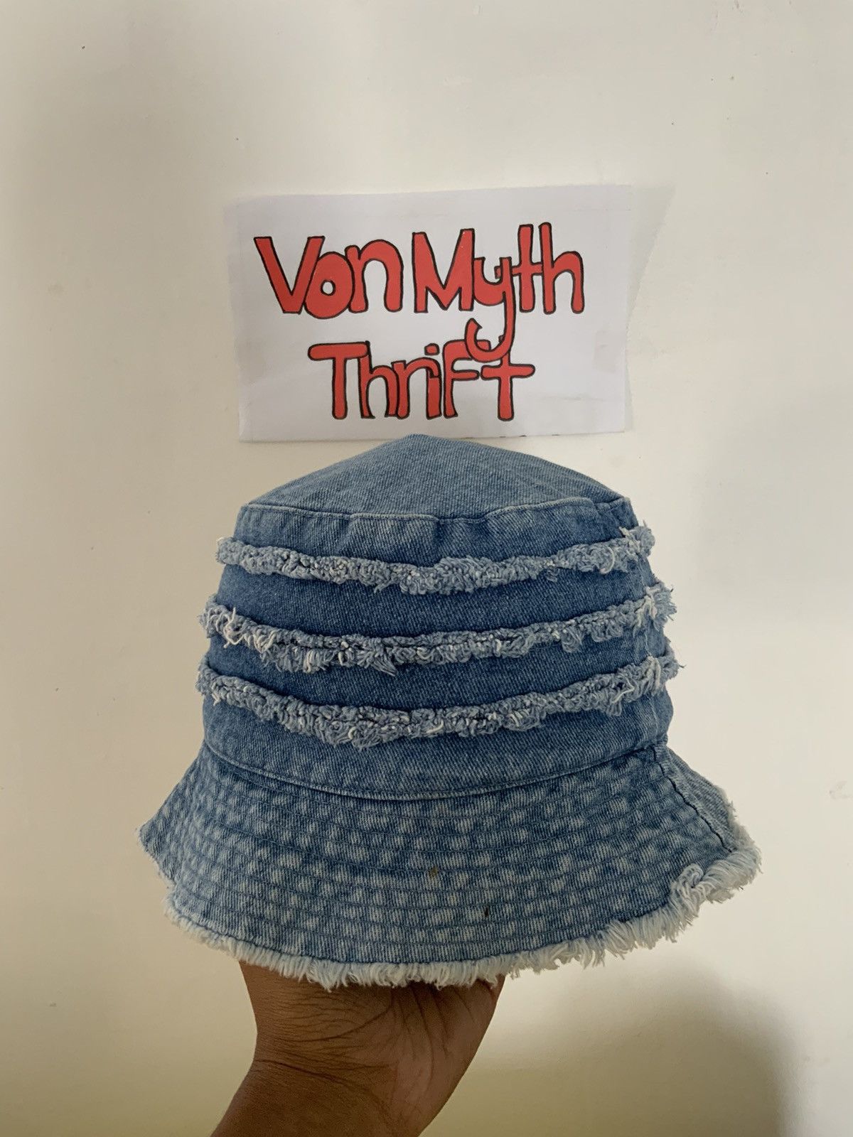 If Six Was Nine Distressed Frayed Denim Style Hat Size ONE SIZE - 1 Thumbnail