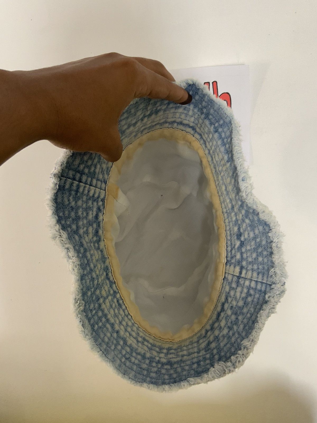 If Six Was Nine Distressed Frayed Denim Style Hat Size ONE SIZE - 8 Thumbnail