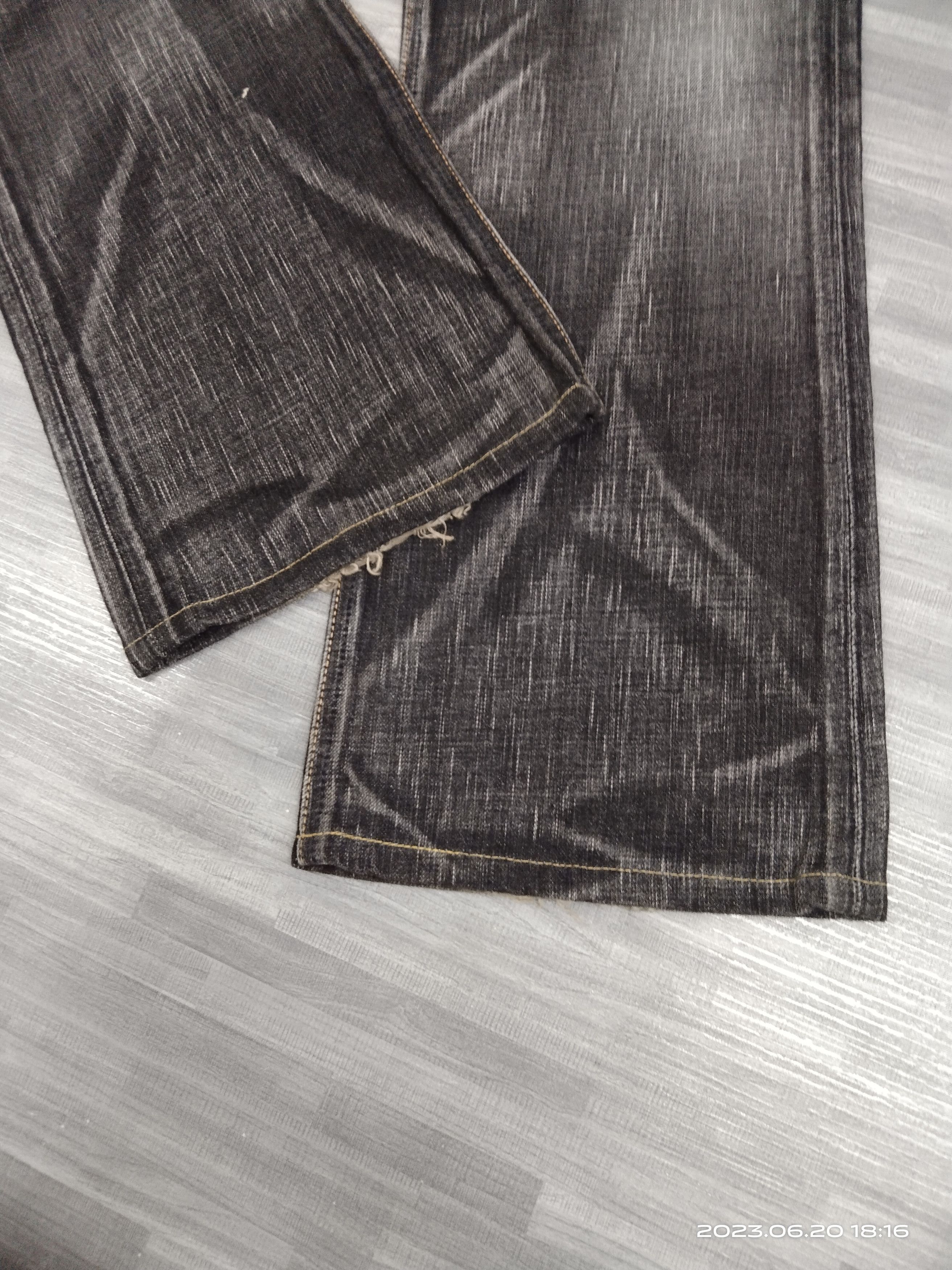 Vintage FLARE WASHED BLACK BLUE TRIP DENIM PANTS Size US 31 - 7 Thumbnail
