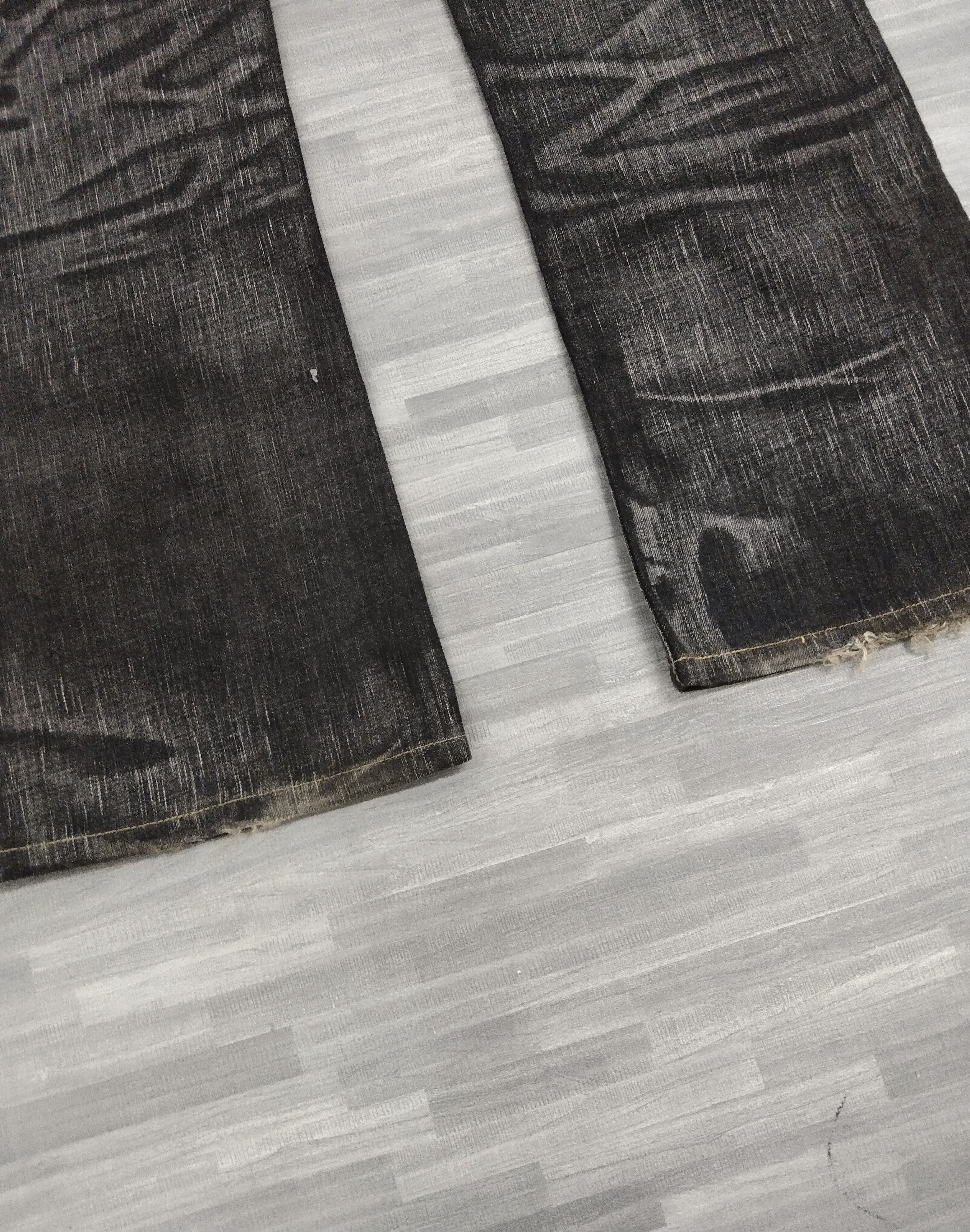 Vintage FLARE WASHED BLACK BLUE TRIP DENIM PANTS Size US 31 - 6 Thumbnail