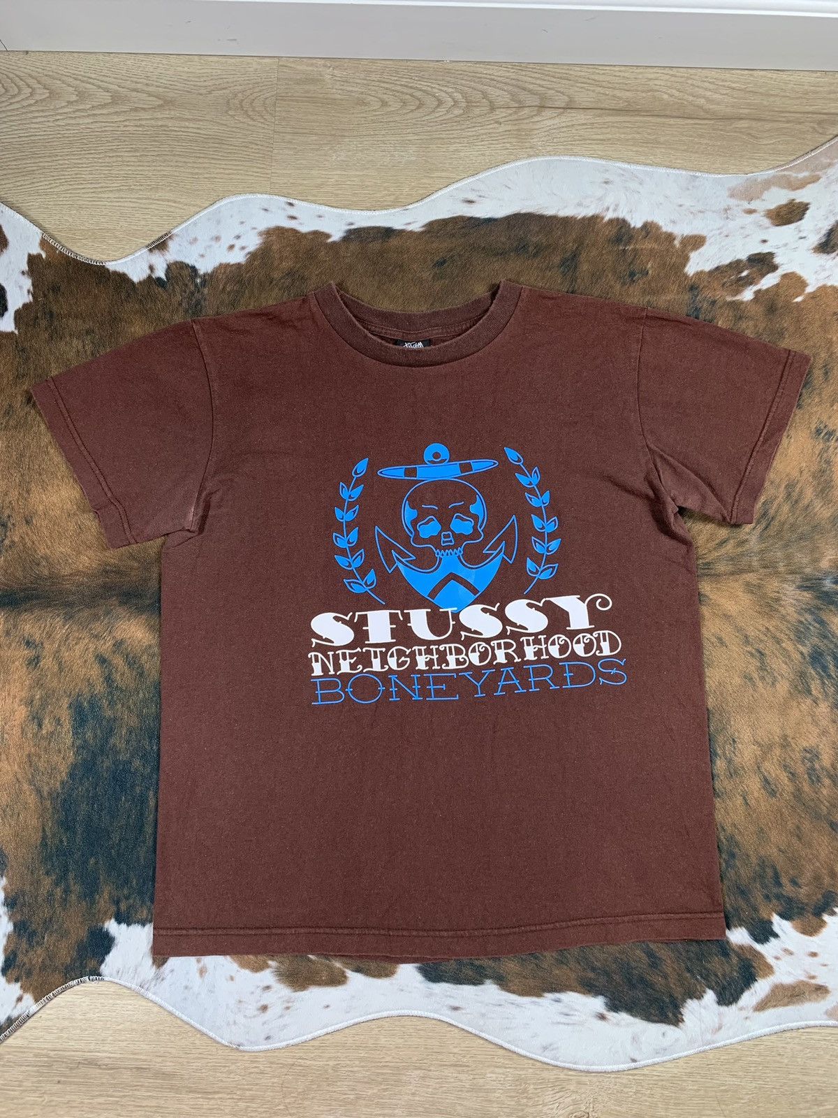 Designer × Neighborhood × Stussy Stussy x Neighborhood Brown Logo Skull Tee Shirt Size US M / EU 48-50 / 2 - 2 Thumbnail