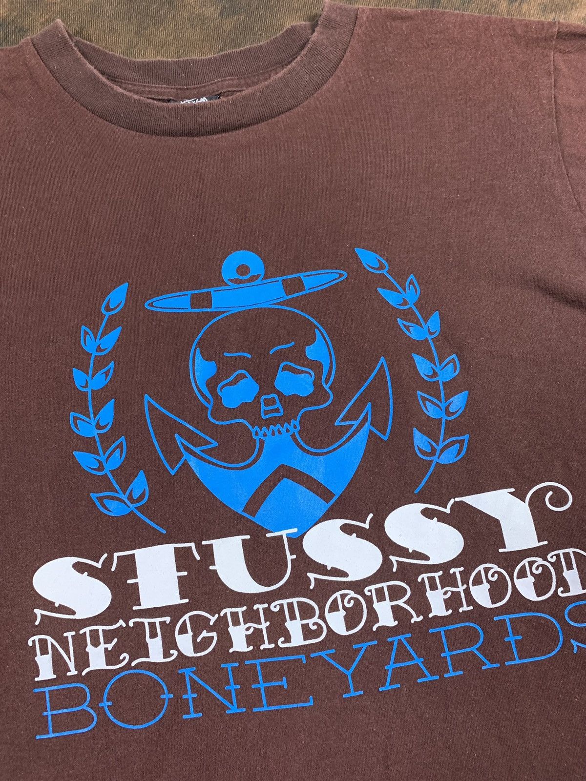 Designer × Neighborhood × Stussy Stussy x Neighborhood Brown Logo Skull Tee Shirt Size US M / EU 48-50 / 2 - 5 Thumbnail