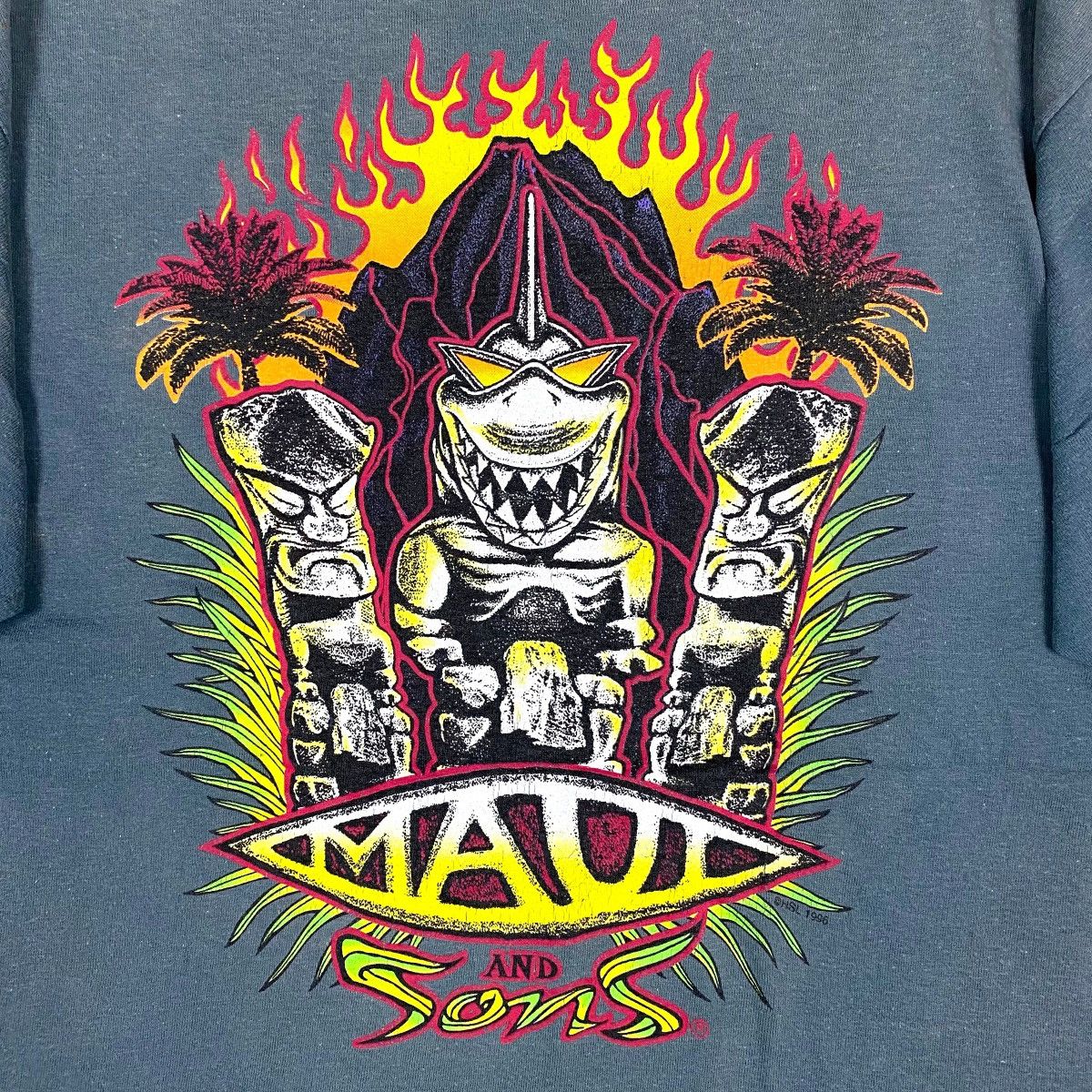 Maui and Sons × Vintage VINTAGE 90's MAUI AND SONS BIG GRAPHIC SURF TEE Size US M / EU 48-50 / 2 - 2 Thumbnail