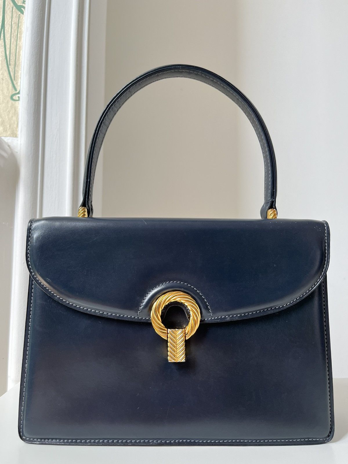 Gucci Vintage Gucci 1960s Navy Leather bag Made in Italy by Gucci Size ONE SIZE - 4 Thumbnail