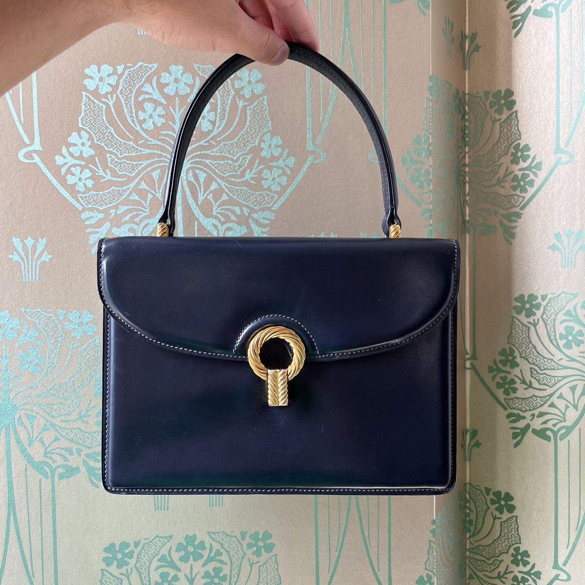 Vintage Gucci 1960s Navy Leather bag Made in Italy by Gucci