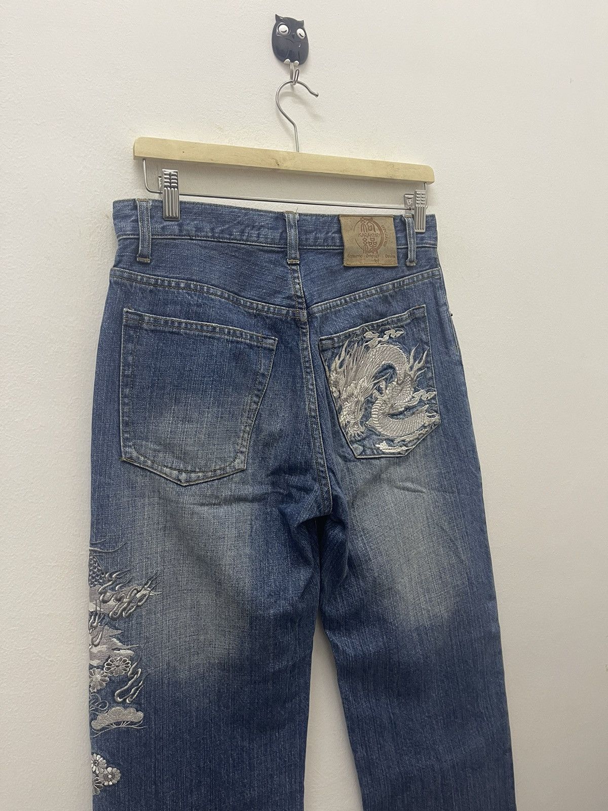 Karakuri Tamashii Rare Vintage KARAKURI TAMASHI Dragon Embroidered Denim Size US 30 / EU 46 - 7 Thumbnail
