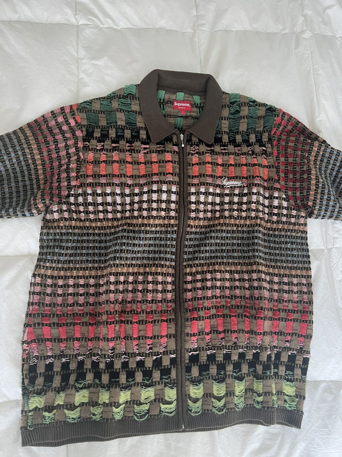 Gradient Grid Zip Up Polo XLサイズ Gradient Grid Zip Up Polo XLサイズ